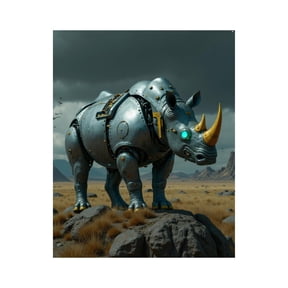 Paint by Numbers Kit for Adults, Futuristic Robot Rhino Landscape Paint by Numbers, Easy Paint by Numbers Kit for Adults Beginner, DIY Adult Paint by Number Kits on Canvas, Home Decor