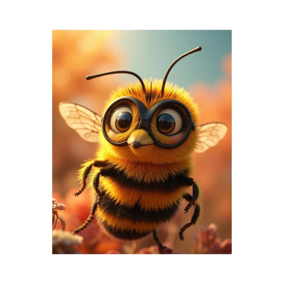 Paint by Numbers Kit for Adults, Fuzzy Bee With Glasses Colors Paint by Numbers, Easy Paint by Numbers Kit for Adults Beginner, DIY Adult Paint by Number Kits on Canvas, Home Decor