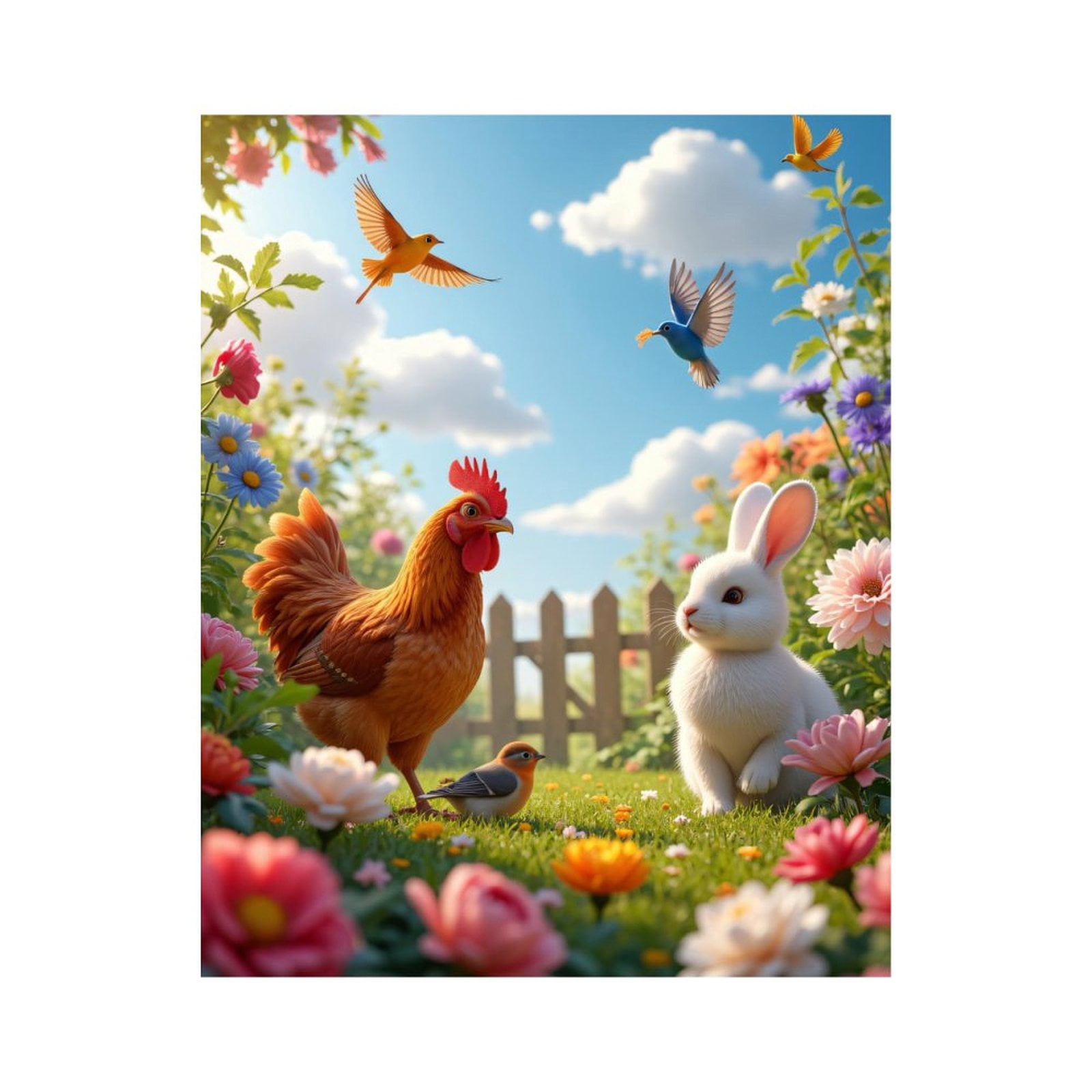 Paint by Numbers Kit for Adults, Garden Animals Sunny Day Scene Paint by Numbers, Easy Paint by Numbers Kit for Adults Beginner, DIY Adult Paint by Number Kits on Canvas, Home Decor