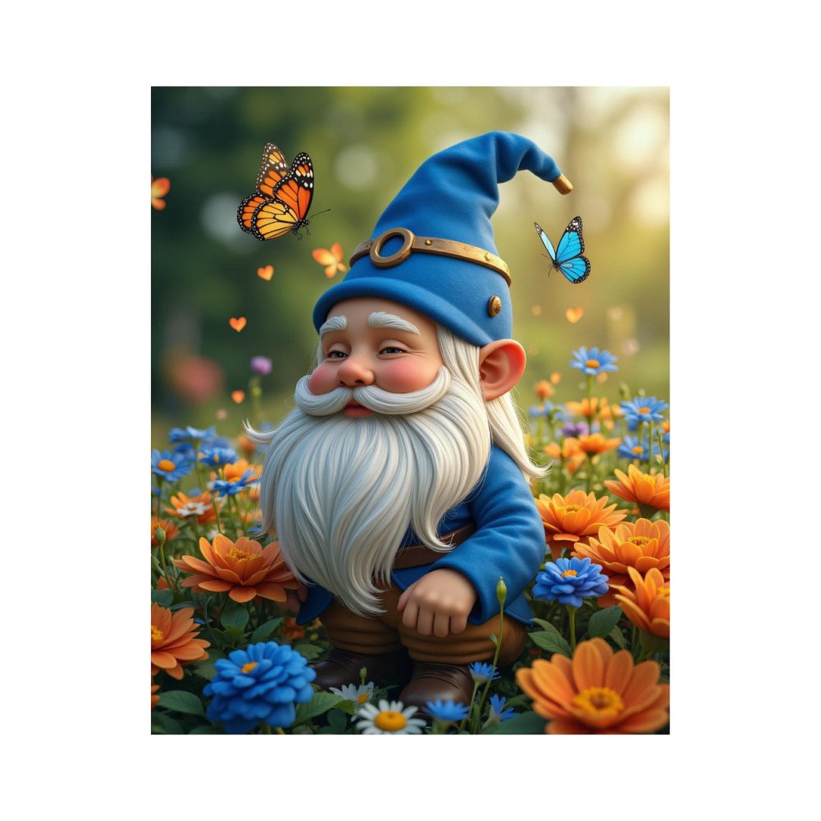 Paint by Numbers Kit for Adults, Garden Gnome with Butterflies Paint by Numbers, Easy Paint by Numbers Kit for Adults Beginner, DIY Adult Paint by Number Kits on Canvas, Home Decor