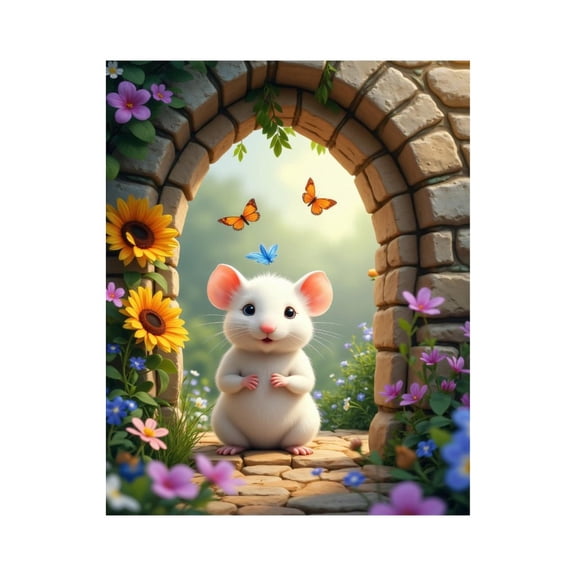 Paint by Numbers Kit for Adults, Garden Mouse With Butterflies Paint by Numbers, Easy Paint by Numbers Kit for Adults Beginner, DIY Adult Paint by Number Kits on Canvas, Home Decor
