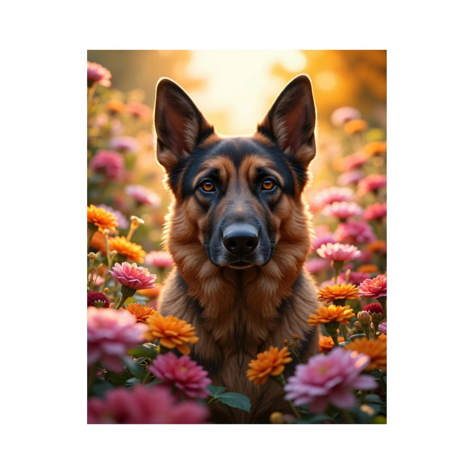 Paint by Numbers Kit for Adults, German Shepherd In Flower Garden Paint ...
