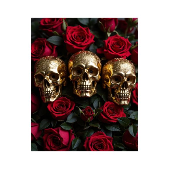 Paint by Numbers Kit for Adults, Gilded Skulls Red Roses Arrangement Paint by Numbers, Easy Paint by Numbers Kit for Adults Beginner, DIY Adult Paint by Number Kits on Canvas, Home Decor