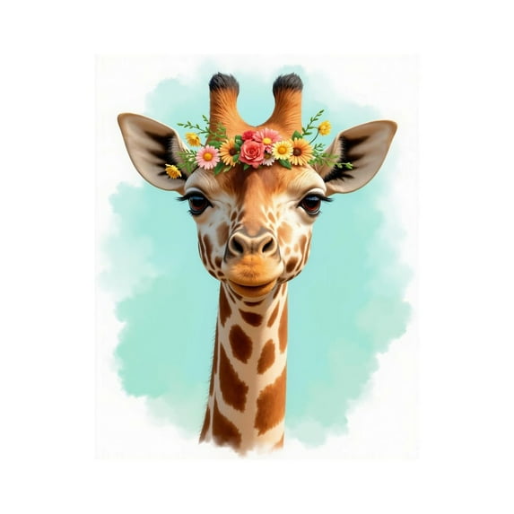 Paint by Numbers Kit for Adults, Giraffe Floral Crown Headshot Art Paint by Numbers, Easy Paint by Numbers Kit for Adults Beginner, DIY Adult Paint by Number Kits on Canvas, 12x16in Home Decor
