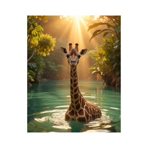 Paint by Numbers Kit for Adults, Giraffe In Tropical Water Oasis Paint by Numbers, Easy Paint by Numbers Kit for Adults Beginner, DIY Adult Paint by Number Kits on Canvas, 12x16in Home Decor