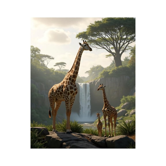 Paint by Numbers Kit for Adults, Giraffes Nature Waterfall Scenery Paint by Numbers, Easy Paint by Numbers Kit for Adults Beginner, DIY Adult Paint by Number Kits on Canvas, Home Decor