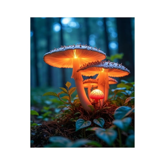 Paint by Numbers Kit for Adults, Glowing Forest Mushrooms At Night Paint by Numbers, Easy Paint by Numbers Kit for Adults Beginner, DIY Adult Paint by Number Kits on Canvas, 12x16in Home Decor