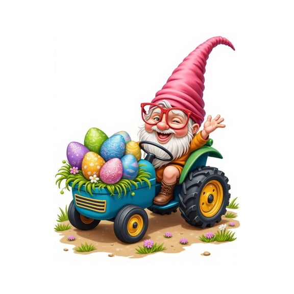 Paint by Numbers Kit for Adults, Gnome Easter Eggs Tractor Ride Paint by Numbers, Easy Paint by Numbers Kit for Adults Beginner, DIY Adult Paint by Number Kits on Canvas, 12x16in Home Decor