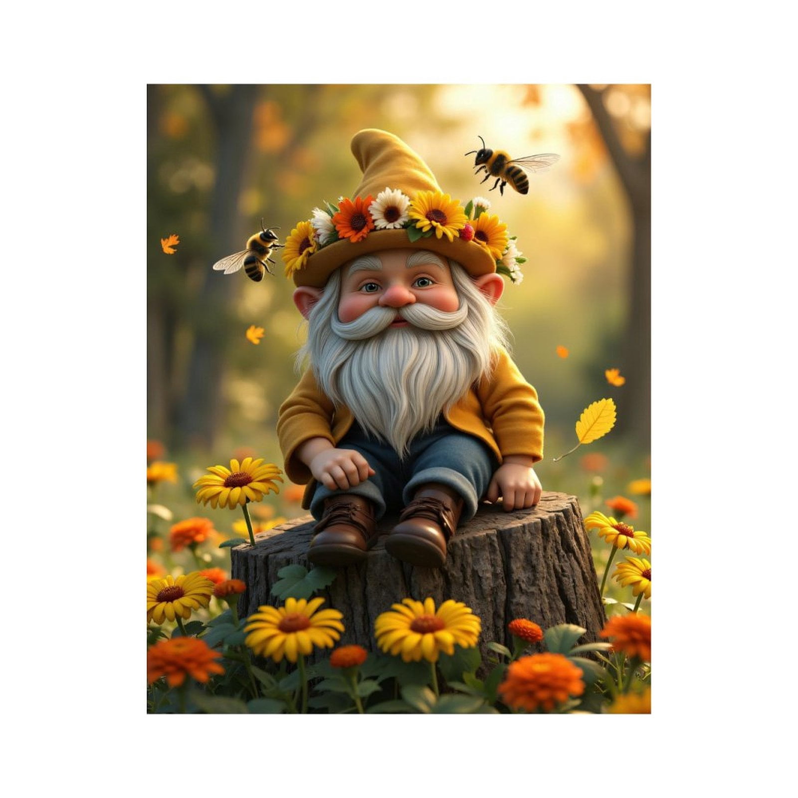 Paint by Numbers Kit for Adults, Gnome In Flower Meadow With Bees Paint by Numbers, Easy Paint by Numbers Kit for Adults Beginner, DIY Adult Paint by Number Kits on Canvas, Home Decor
