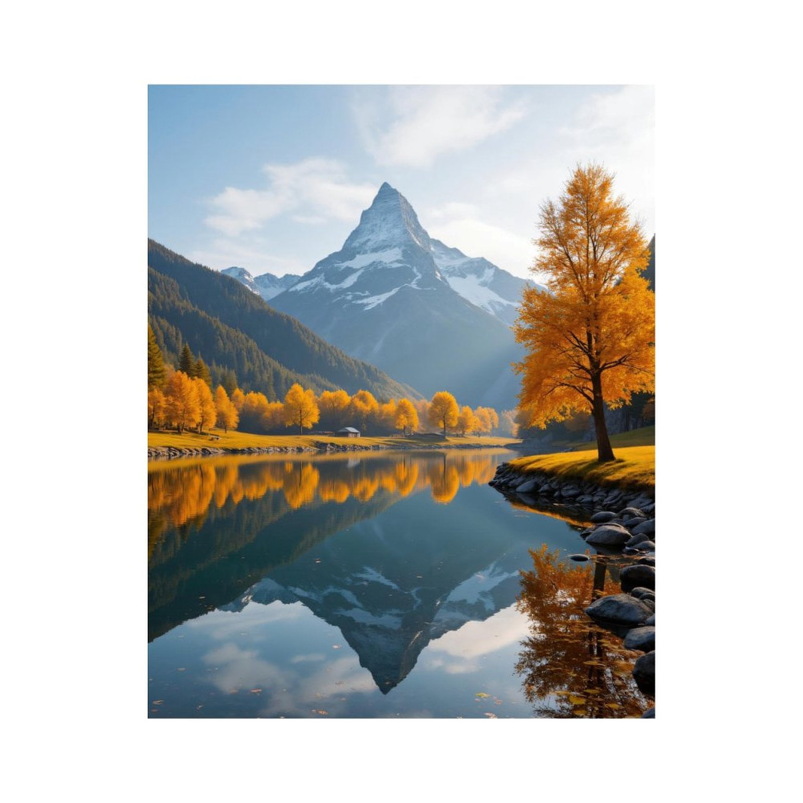 Paint by Numbers Kit for Adults, Golden Autumn Mountain Reflection Lake ...