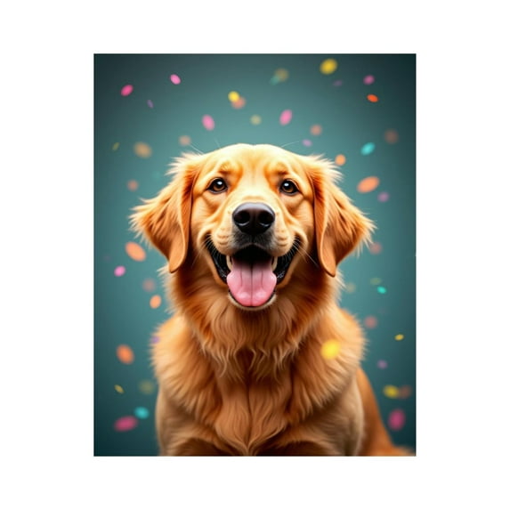 Paint by Numbers Kit for Adults, Golden Dog Celebration Confetti Paint by Numbers, Easy Paint by Numbers Kit for Adults Beginner, DIY Adult Paint by Number Kits on Canvas, 12x16in Home Decor