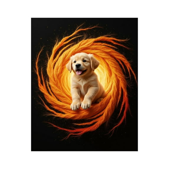 Paint by Numbers Kit for Adults, Golden Puppy Surrounded By Swirl Paint by Numbers, Easy Paint by Numbers Kit for Adults Beginner, DIY Adult Paint by Number Kits on Canvas, 12x16in Home Decor