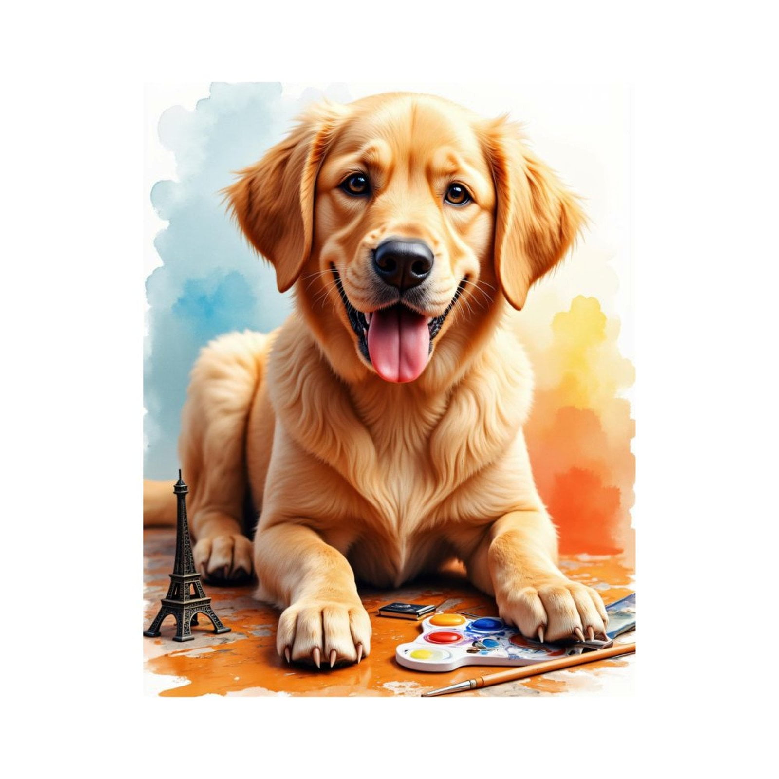 Paint by Numbers Kit for Adults, Golden Retriever Art Palette Tower Paint by Numbers, Easy Paint by Numbers Kit for Adults Beginner, DIY Adult Paint by Number Kits on Canvas, Home Decor