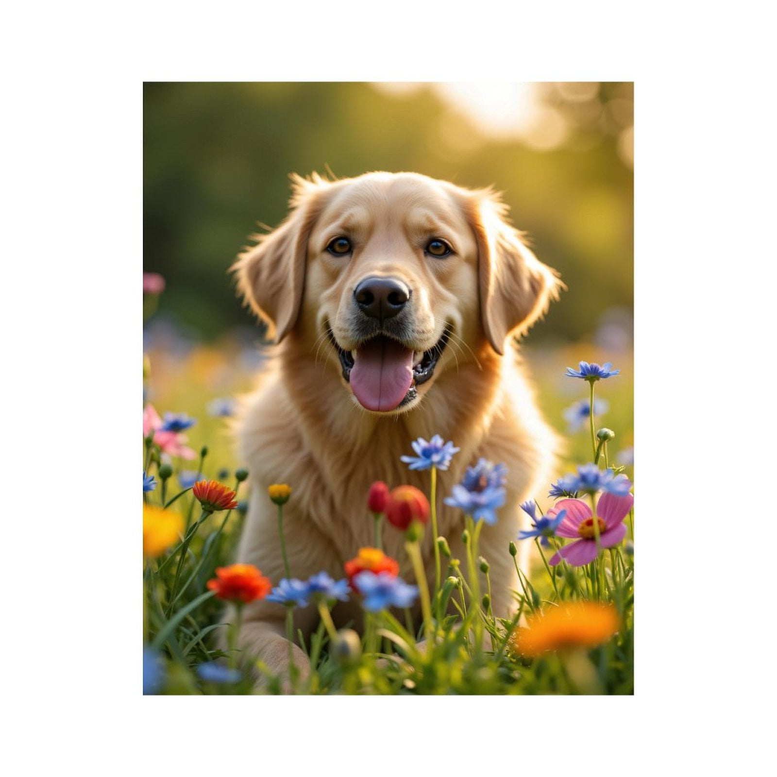 Paint by Numbers Kit for Adults, Golden Retriever In Blooming Meadow Paint by Numbers, Easy Paint by Numbers Kit for Adults Beginner, DIY Adult Paint by Number Kits on Canvas, Home Decor