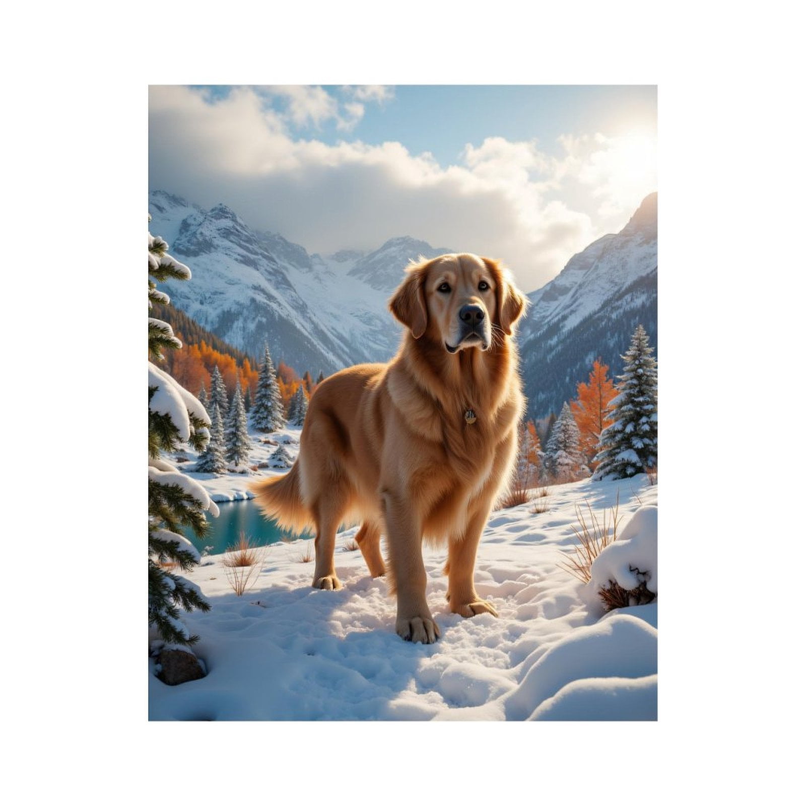 Paint by Numbers Kit for Adults, Golden Retriever Snowy Mountain Landscape Paint by Numbers, Easy Paint by Numbers Kit for Adults Beginner, DIY Adult Paint by Number Kits on Canvas, Home Decor