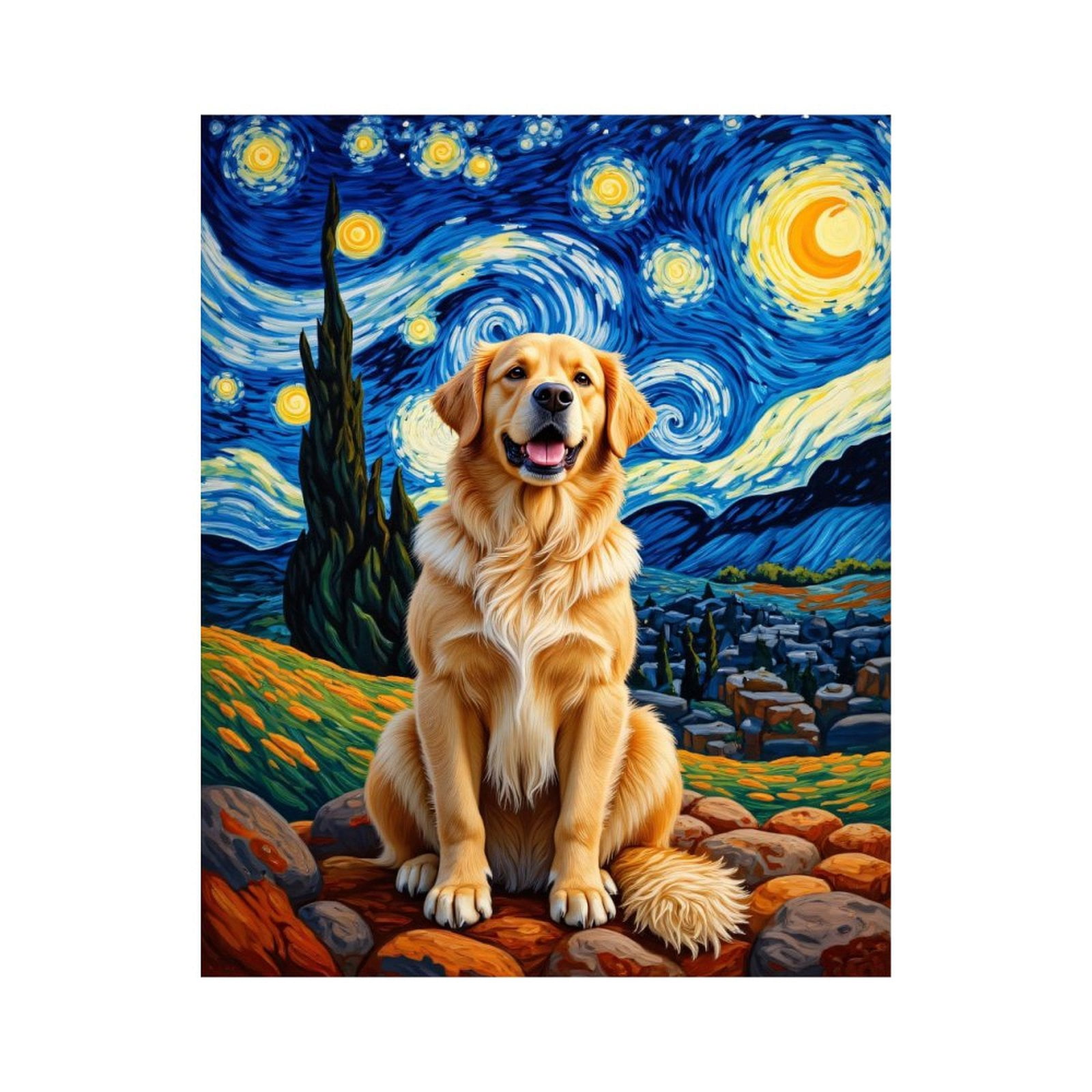 Paint by Numbers Kit for Adults, Golden Retriever Starry Night Paint by Numbers, Easy Paint by Numbers Kit for Adults Beginner, DIY Adult Paint by Number Kits on Canvas, Home Decor