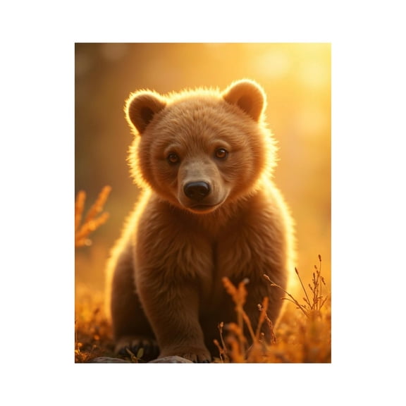 Paint by Numbers Kit for Adults, Golden Sunrise Bear Cub Paint by Numbers, Easy Paint by Numbers Kit for Adults Beginner, DIY Adult Paint by Number Kits on Canvas, Home Decor
