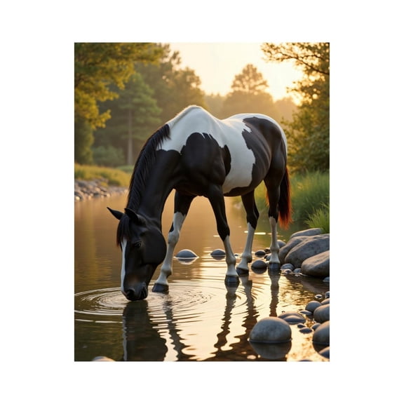Paint by Numbers Kit for Adults, Graceful Horse Creek Reflection Paint by Numbers, Easy Paint by Numbers Kit for Adults Beginner, DIY Adult Paint by Number Kits on Canvas, Home Decor