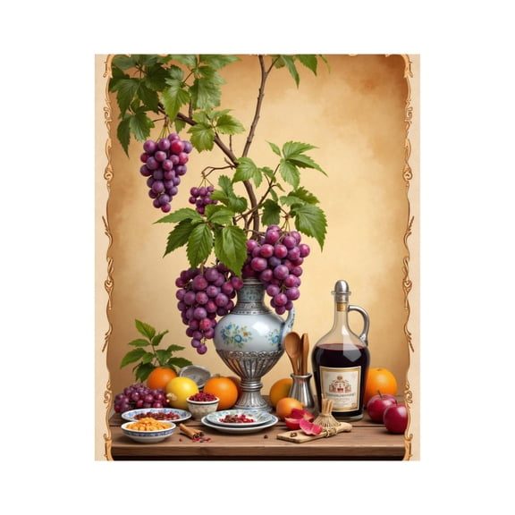 Paint by Numbers Kit for Adults, Grapes Elegant Vase Citrus Tabletop Paint by Numbers, Easy Paint by Numbers Kit for Adults Beginner, DIY Adult Paint by Number Kits on Canvas, Home Decor