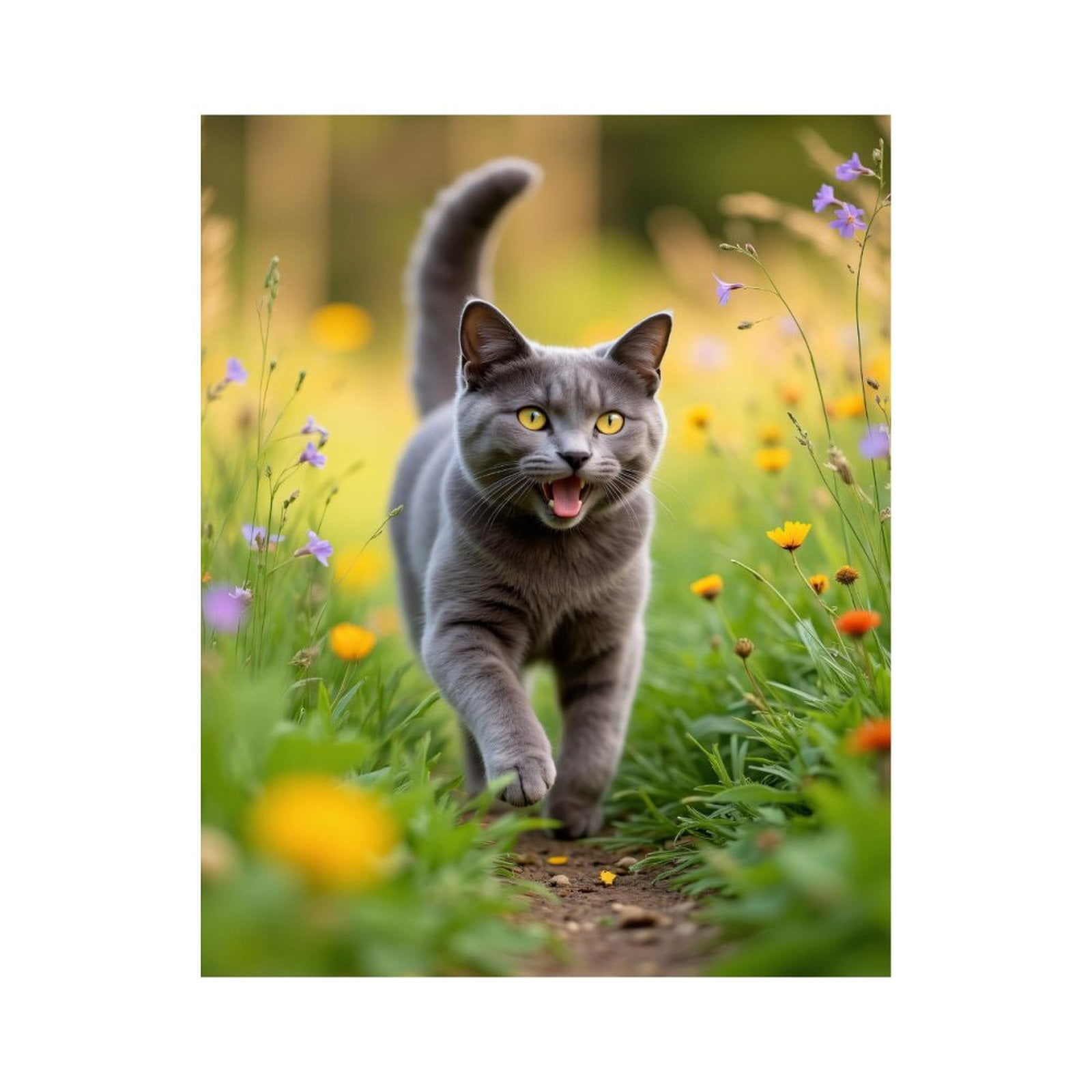 Paint by Numbers Kit for Adults, Gray Cat In Flower Garden Paint by Numbers, Easy Paint by Numbers Kit for Adults Beginner, DIY Adult Paint by Number Kits on Canvas, 12x16in Home Decor