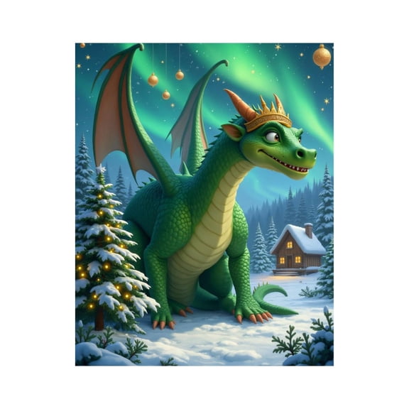 Paint by Numbers Kit for Adults, Green Dragon Aurora Winter Scene Paint by Numbers, Easy Paint by Numbers Kit for Adults Beginner, DIY Adult Paint by Number Kits on Canvas, Home Decor