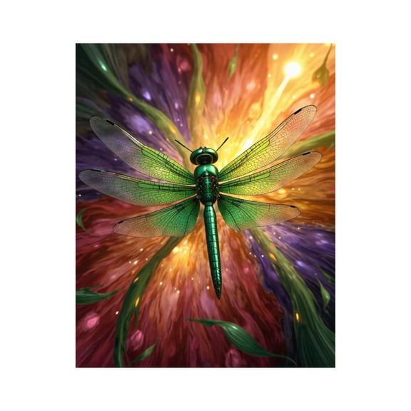 Paint by Numbers Kit for Adults, Green Dragonfly Colorful Vortex Paint by Numbers, Easy Paint by Numbers Kit for Adults Beginner, DIY Adult Paint by Number Kits on Canvas, 12x16in Home Decor