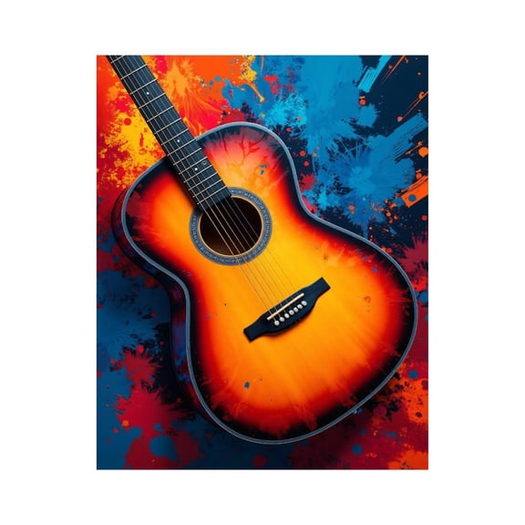 Paint by Numbers Kit for Adults, Guitar Colorful Splatter Art Background Paint by Numbers, Easy Paint by Numbers Kit for Adults Beginner, DIY Adult Paint by Number Kits on Canvas, Home Decor