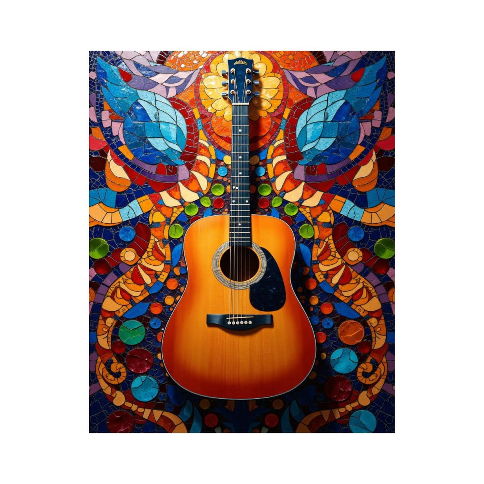 Paint by Numbers Kit for Adults, Guitar Vibrant Mosaic Art Display Paint by Numbers, Easy Paint by Numbers Kit for Adults Beginner, DIY Adult Paint by Number Kits on Canvas, 12x16in Home Decor
