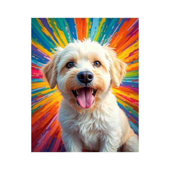 Paint by Numbers Kit for Adults, Happy Dog Colorful Burst Paint by Numbers, Easy Paint by Numbers Kit for Adults Beginner, DIY Adult Paint by Number Kits on Canvas, 12x16in Home Decor