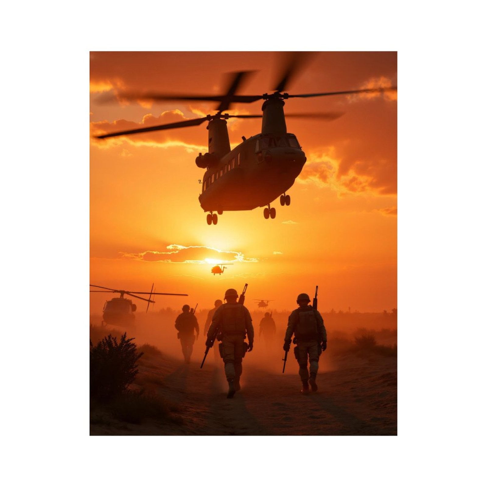 Paint by Numbers Kit for Adults, Helicopter Sunset Silhouette Soldiers Paint by Numbers, Easy Paint by Numbers Kit for Adults Beginner, DIY Adult Paint by Number Kits on Canvas, Home Decor