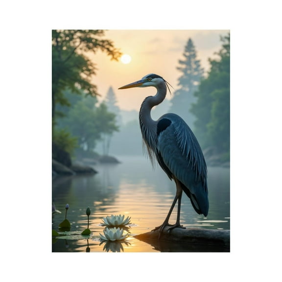 Paint by Numbers Kit for Adults, Heron Serenity Sunrise Waterscape Paint by Numbers, Easy Paint by Numbers Kit for Adults Beginner, DIY Adult Paint by Number Kits on Canvas, 12x16in Home Decor