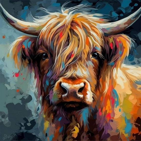 Paint by Numbers Kit for Adults -Highland Cow- Beginner DIY Color by Number Set on Canvas Acrylic Oil Paintings Crafts, Gifts, Home Wall Decor (12 X 16 inches)-