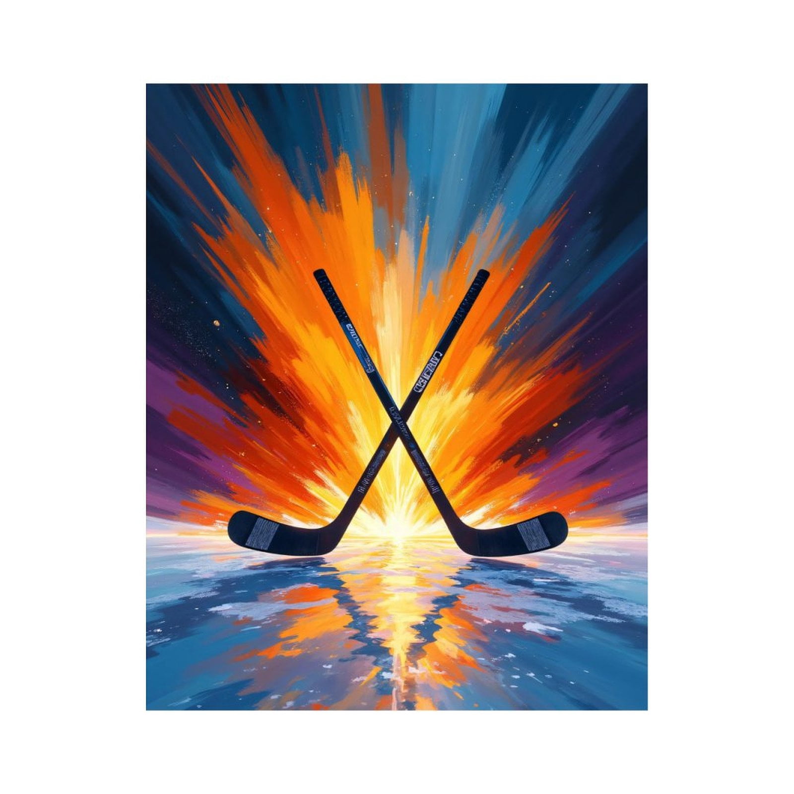 Paint by Numbers Kit for Adults, Hockey Sticks Fiery Sky Reflection Paint by Numbers, Easy Paint by Numbers Kit for Adults Beginner, DIY Adult Paint by Number Kits on Canvas, Home Decor