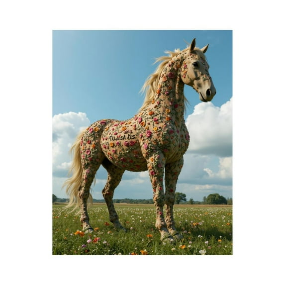 Paint by Numbers Kit for Adults, Horse Covered With Flowers Paint by Numbers, Easy Paint by Numbers Kit for Adults Beginner, DIY Adult Paint by Number Kits on Canvas, Home Decor