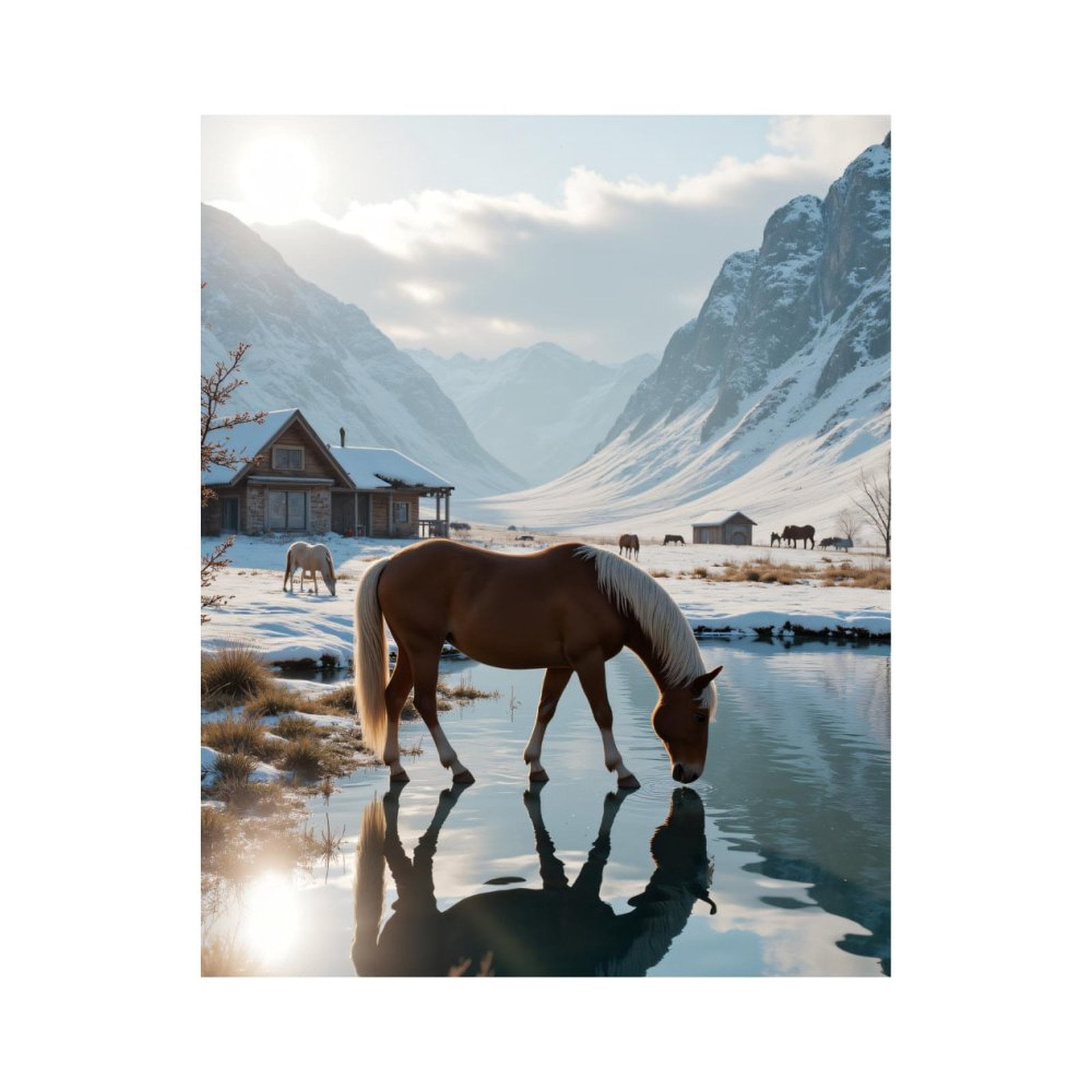 Paint by Numbers Kit for Adults, Horse Reflected In Snowy Landscape Paint by Numbers, Easy Paint by Numbers Kit for Adults Beginner, DIY Adult Paint by Number Kits on Canvas, Home Decor