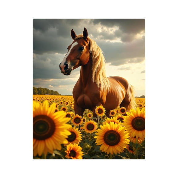 Paint by Numbers Kit for Adults, Horse Sunflowers Cloudy Sky Paint by Numbers, Easy Paint by Numbers Kit for Adults Beginner, DIY Adult Paint by Number Kits on Canvas, 12x16in Home Decor