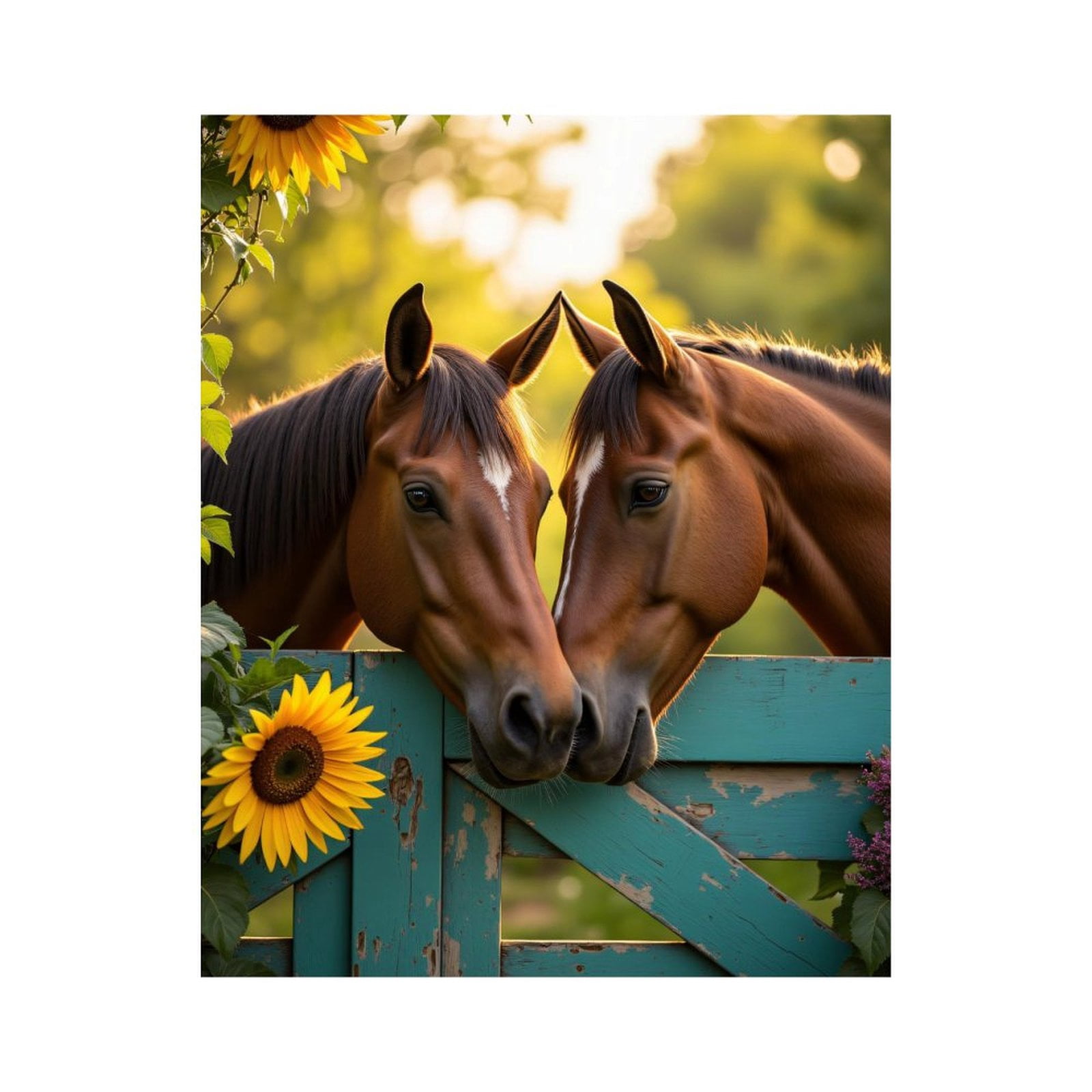 Paint by Numbers Kit for Adults, Horses By Rustic Gate Sunflowers Paint by Numbers, Easy Paint by Numbers Kit for Adults Beginner, DIY Adult Paint by Number Kits on Canvas, Home Decor