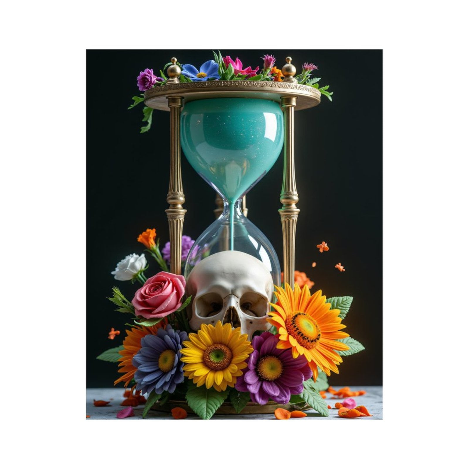Paint by Numbers Kit for Adults, Hourglass Skull Flowers Arrangement Paint by Numbers, Easy Paint by Numbers Kit for Adults Beginner, DIY Adult Paint by Number Kits on Canvas, 12x16in Home Decor