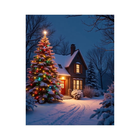 Paint by Numbers Kit for Adults, House Winter Lights Snow Scene Paint by Numbers, Easy Paint by Numbers Kit for Adults Beginner, DIY Adult Paint by Number Kits on Canvas, Home Decor
