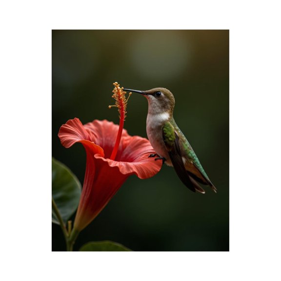 Paint by Numbers Kit for Adults, Hummingbird Red Flower Nature Scene Paint by Numbers, Easy Paint by Numbers Kit for Adults Beginner, DIY Adult Paint by Number Kits on Canvas, Home Decor