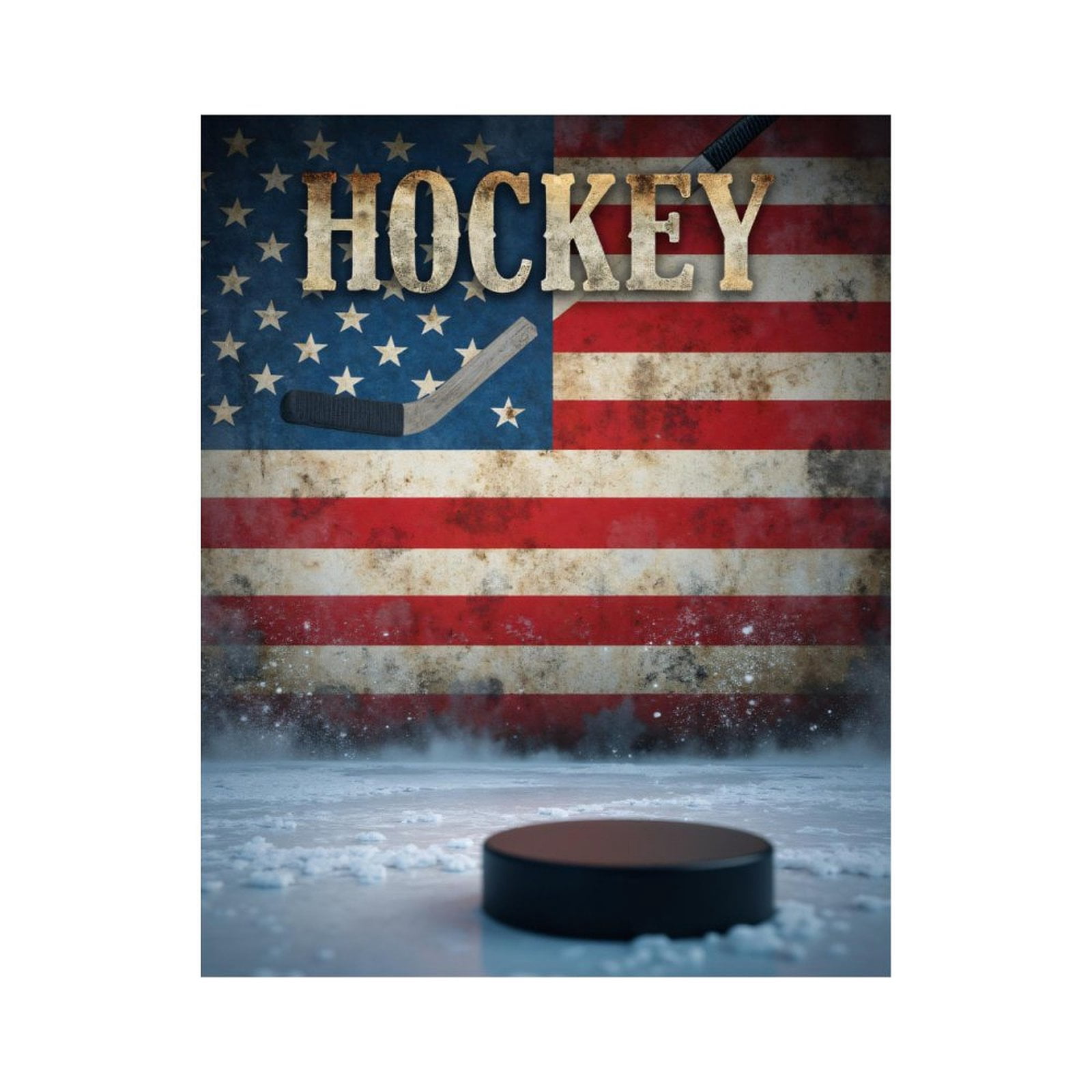 Paint by Numbers Kit for Adults, Ice Rink American Flag Hockey Puck Paint by Numbers, Easy Paint by Numbers Kit for Adults Beginner, DIY Adult Paint by Number Kits on Canvas, Home Decor