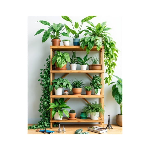 Paint by Numbers Kit for Adults, Indoor Plants Greenery Shelf Display Paint by Numbers, Easy Paint by Numbers Kit for Adults Beginner, DIY Adult Paint by Number Kits on Canvas, Home Decor