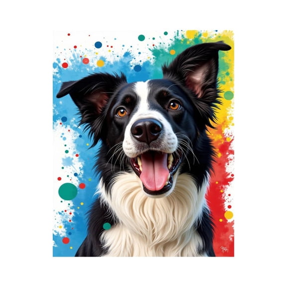 Paint by Numbers Kit for Adults, Joyful Dog Colorful Paint Splatter Paint by Numbers, Easy Paint by Numbers Kit for Adults Beginner, DIY Adult Paint by Number Kits on Canvas, 12x16in Home Decor
