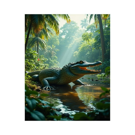 Paint by Numbers Kit for Adults, Jungle Alligator Sunlit Creek Paint by Numbers, Easy Paint by Numbers Kit for Adults Beginner, DIY Adult Paint by Number Kits on Canvas, 12x16in Home Decor