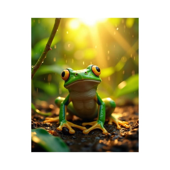 Paint by Numbers Kit for Adults, Jungle Frog In Sunlit Rain Paint by Numbers, Easy Paint by Numbers Kit for Adults Beginner, DIY Adult Paint by Number Kits on Canvas, 12x16in Home Decor