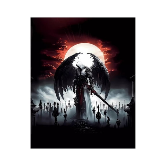 Paint by Numbers Kit for Adults, Knight Dark Wings Moonlight Sword Paint by Numbers, Easy Paint by Numbers Kit for Adults Beginner, DIY Adult Paint by Number Kits on Canvas, 12x16in Home Decor