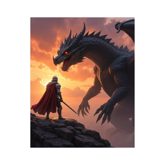 Paint by Numbers Kit for Adults, Knight Facing Mighty Dragon Sunset Paint by Numbers, Easy Paint by Numbers Kit for Adults Beginner, DIY Adult Paint by Number Kits on Canvas, Home Decor