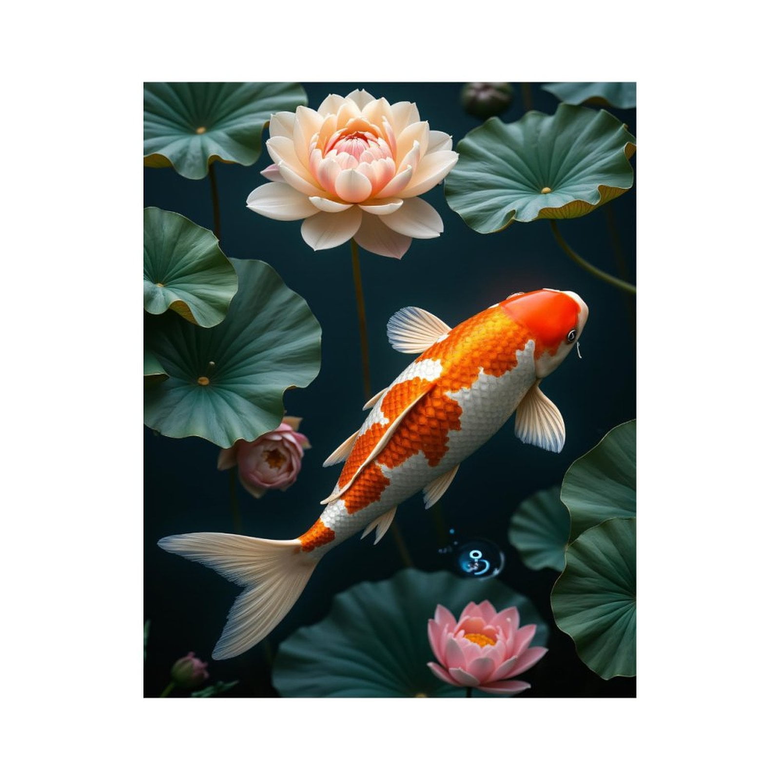 Paint by Numbers Kit for Adults, Koi Lotus Pond Serene Beauty Paint by Numbers, Easy Paint by Numbers Kit for Adults Beginner, DIY Adult Paint by Number Kits on Canvas, 12x16in Home Decor