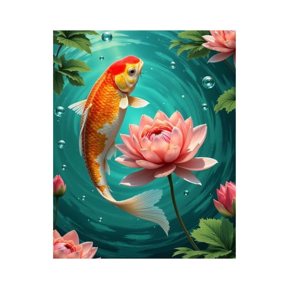 Paint by Numbers Kit for Adults, Koi Lotus Water Vibrant Nature Paint by Numbers, Easy Paint by Numbers Kit for Adults Beginner, DIY Adult Paint by Number Kits on Canvas, Home Decor