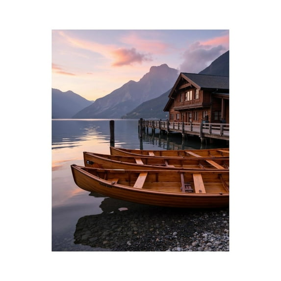 Paint by Numbers Kit for Adults, Lake View Canoes Dock Sunset Paint by Numbers, Easy Paint by Numbers Kit for Adults Beginner, DIY Adult Paint by Number Kits on Canvas, Home Decor